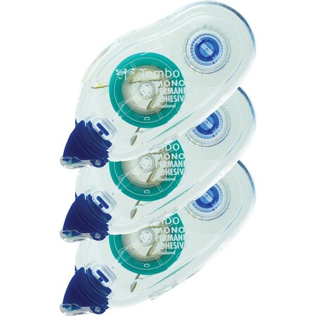 American Tombow Tombow, PERMANENT ADHESIVE REFILL, 0.33in X 39.33 FT, DRIES WHITE, 3PK 62207