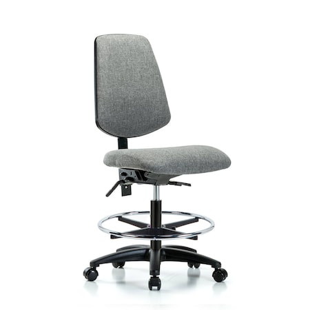 Blue Ridge Ergonomics Fab Med Bench Chair, Bk, CF, Cast, Gry, No Arms, 22" to 29" Height, Gray BR-FMBCH-MB-RG-T1-A0-CF-RC-F44