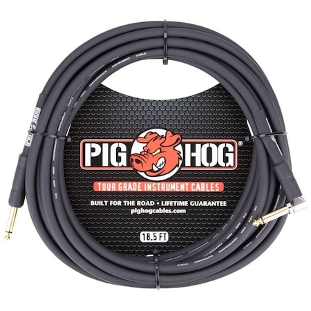 Pig Hog 18.5-Feet 1/4-in - 1/4-in Right Angle 8mm Inst. Cable PH186R