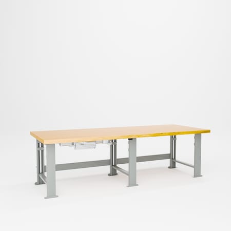 Pucel Hardwood Top Hydraulic Bench, 36 in W x 96 in D x 37 in H, Putty HBW-3696-E12