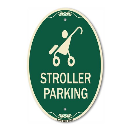 Signmission Reserved Stroller Parking With Graphic, 12 In X 18 In Architectural Oval, Heavy Gauge Aluminum A-OV-G-1218-22985
