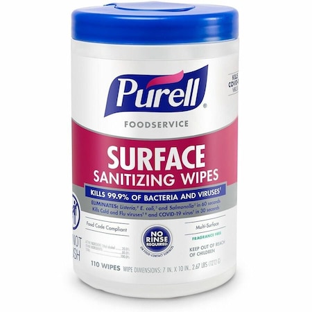 Purell Sanitizing Wipes, Canister, 110 ct Container Size, Ready to Use, Wipes, Alcohol, 6 PK 9341-06