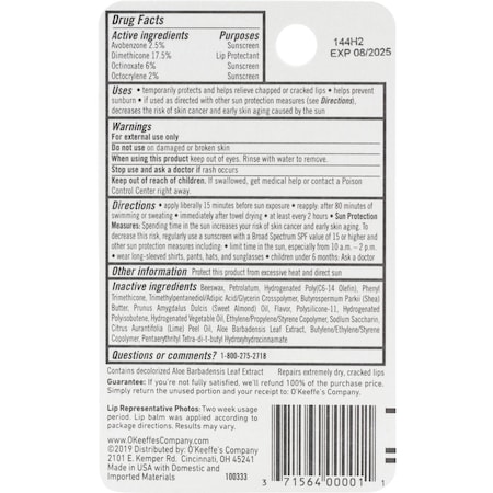 Okeeffes SPF 35 Unflavored Lip Repair 0.15 Oz. 1114237