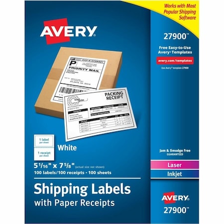 Avery Shipping Labels/Paper Receipt, 5-1, PK100 27900