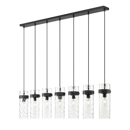 Z-Lite Fontaine 7 Light Linear Chandelier, Matte Black, 56.75 In W 7002P5-7L-MB