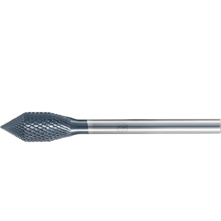 Pferd Carbide Bur for Robotics Applications, KZW Shape, MICRO Cut 1/4 in x 1/2 in x 1/8 in Shank 21003