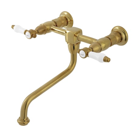 Kingston Brass Double-Handle Wall Mount Bathroom Faucet, Brushed Brass KS1217BPL