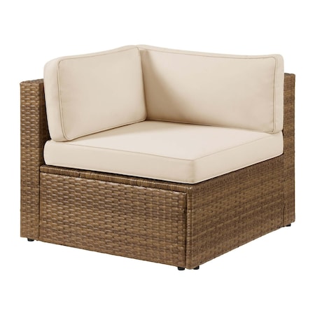 Alaterre Furniture Alaterre Montara Corner Outdoor Wicker Chair with Cream Cushions Tan Patio Furniture 80-OUTD-MONTARA-CRN