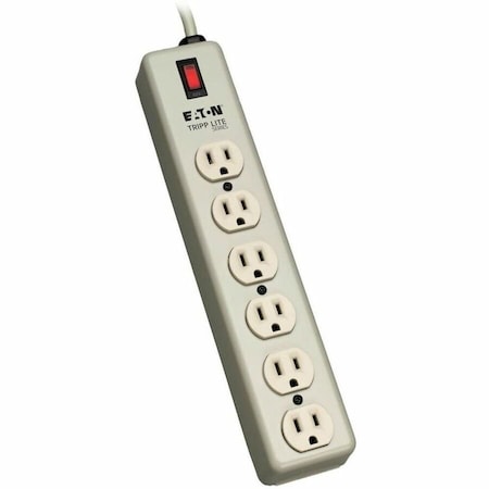 Tripp Lite Outlet Strip, Wall/Floor Mount, 6 5-15R, 5-15P, 6 ft., Beige 6SPDX