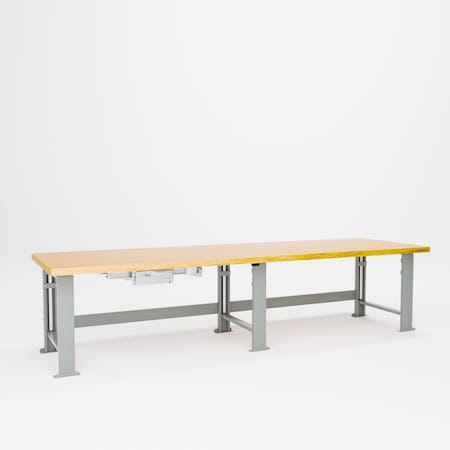 Pucel Hardwood Top Hydraulic Bench, 36 in W x 120 in D x 29-41 in H, Red HBW-36120-E12