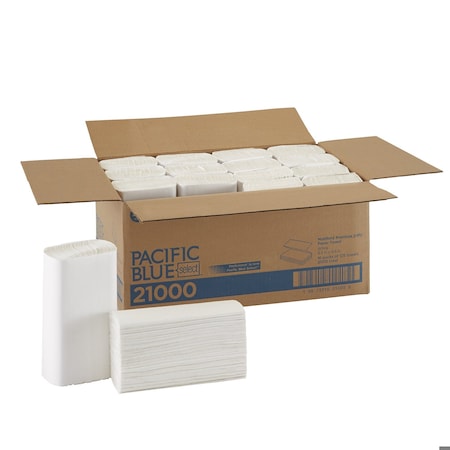 Georgia-Pacific Pacific Blue Select Multifold Paper Towels, 2 Ply, 125 Sheets, White, 16 PK 21000