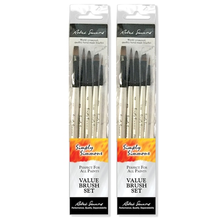Daler-Rowney Simply Simmons Grass & Grain Brush Set, Short Handle, Mixed Media, 5-Piece Set, 2PK D255500002