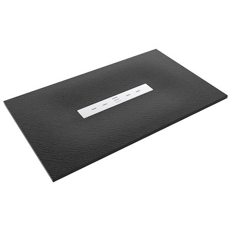 Anzzi 59 in. x 35 in. Barrier-Free Showerbase in Black with Center Drain, SMC Construction, Slip-Resistant SB-AZ409C-BL