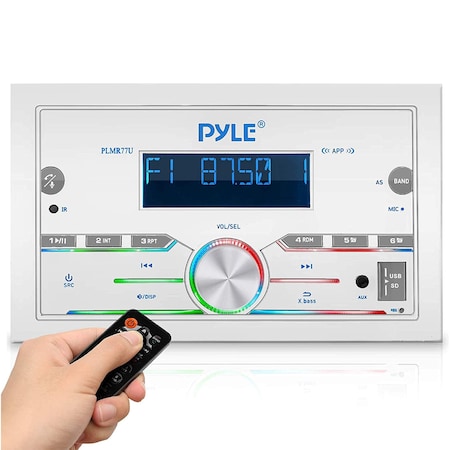 Pyle Pyle Marine Stereo, Bluetooth, USB/SD, 300W Double DIN Boat Radio Receiver, LCD, MP3, Hands-Free PLMR77U