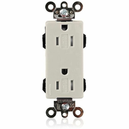 Leviton Commercial Grade Decora Receptacle, 15 Amp, 125 Volt MT162-T