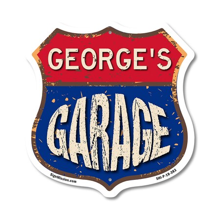 Signmission George's Garage, 18 Inch X 18 Inch, Plastic Sign SHI-P-18-383-GEORGE