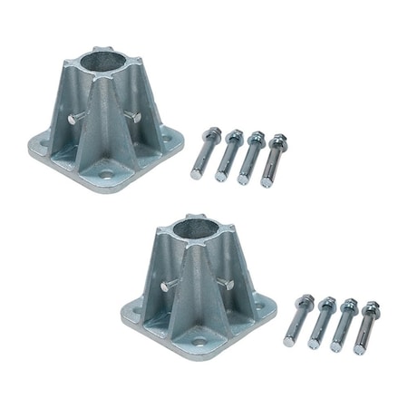 Mytee Products 4 inX4 in Steel Safety Railing Single Mounting Socket for Construction Sites, 2PK SRSSKT-44x2