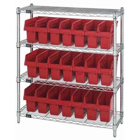 Quantum Storage Systems WIRE SHELVING UNIT WITH BINS RED WR4-39-1236-801RD