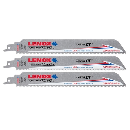 Lenox 9 in x 10 TPI Reciprocating Saw Blade Set, LENOX, 3 PK LXAR9110CT-3