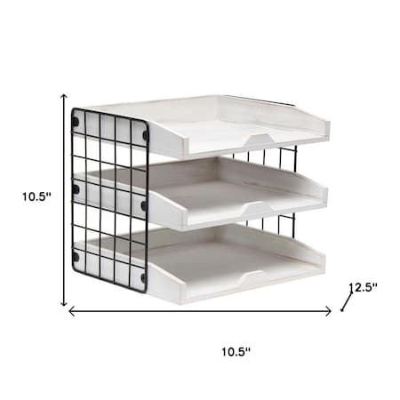 Homeroots 11" White Wood Desk Organizer 661182