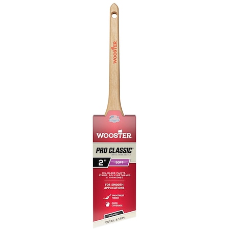 Wooster 2" Angle Sash Soft, White China Bristle, Paint Brush, Sealed Maple Wood Handle Z1216-2