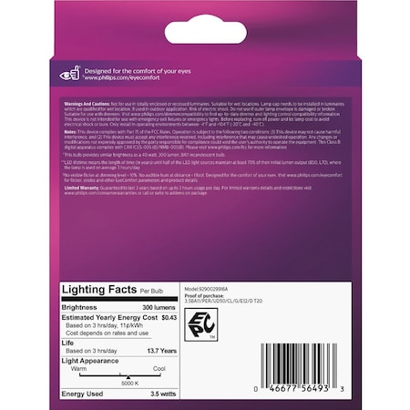 Signify Ultra Definition 40W Equivalent Daylight BA11 Candelabra LED Decorative Light Bulb, 3PK 564930