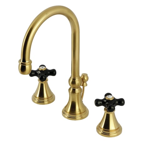 Kingston Brass Widespread Bathroom Faucet with Brass Pop-Up, Brushed Brass KS2987PKX
