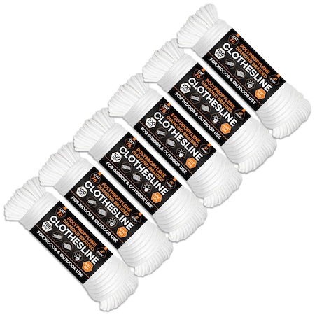 Xpose Safety Braided Cotton Clothesline 6/32inx100ft, 6PK CCL632-100-6-X-S