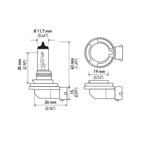 Hella BULB H11 12V 55W PGJ19-2 T4 +50, 2PK H11P50