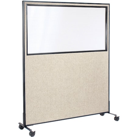 Global Industrial Interion Mobile Office Partition Panel with Partial Window, 60-1/4"W x 99"H, Tan 695790MWTN