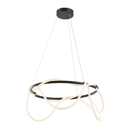 Jonathan Y Lisette 25" Contemporary Minimalist 360 Adjustable Silicone Rope Dimmable Integrated LED Chandelier, JYL7140B