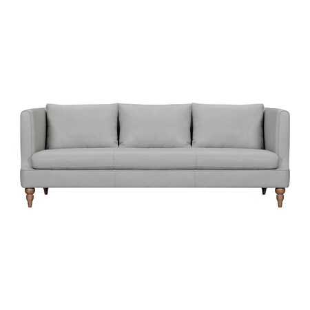 Homeroots 85" Gray Leather Sofa With Brown Legs 546411
