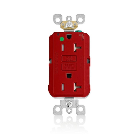 Leviton AFCI Receptacle 20A HG/TR Red AFTR2-HGR