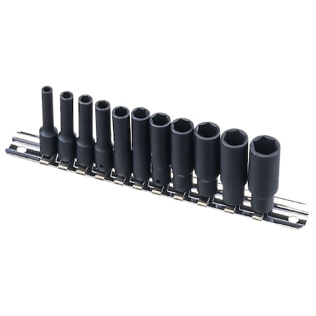 Genius Tools 11PC 1/4in Dr. Metric Deep Impact Sockets Set TD-211M