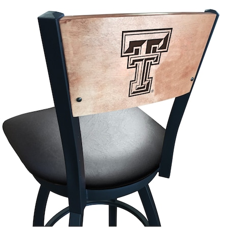Holland Bar Stool Co 30" Blk Wrinkle Texas Tech Swivel Bar Stool, Laser Engraved Back L03830BWMedMplATXTechBlkVinyl