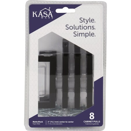 Hardware Resources KasaWare 3-3/8'' Overall Length Matte Black Square Bar Pull, 8PK K7063MB-8