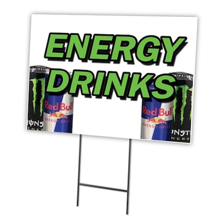 Signmission ENERGY DRINKS 12inx16in Yard Sign & Stake outdoor plastic coroplast window, C-1216 Energy Drinks C-1216 Energy Drinks