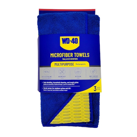 Wd-40 Multipurpose Microfiber Towel with Scrub Corner - Blue Color, 3PK L40122