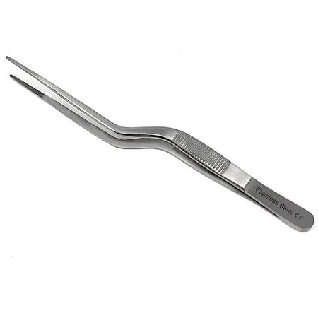 A2Z Scilab Forceps Micro 6 Inch Offset Serrated Narrow-Tip Stainless Steel Tweezers A2Z-ZR1135