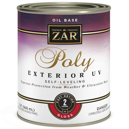 Zar Poly Uv Qt UGL Clear Zar, Poly UV Exterior Oil-Based Ultraviolet Polyurethane Finish, Gloss 34012