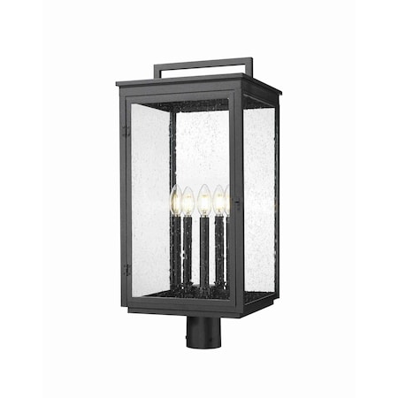 Z-Lite Hartwell 5-Light Outdoor Post Mount Fixture, 12 in W x 26.75 H, Sand Black 5019PHXLR-BK