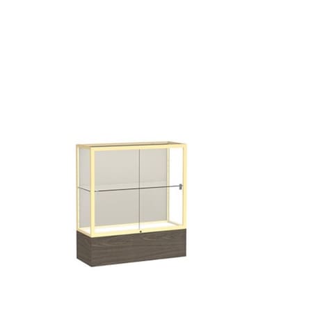 Waddell Reliant 36 x 40 x 14 in. Walnut Vinyl Base Display Case, Plaque Back - Champagne Gold 2281PB-GD-WV