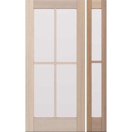 Doornmore G104, 51.5" x 82" ( 36" Door + 12" Side) Left Hand, Mahogany SDL 4 Lite Exterior Door G104-SW-3680-G102-SL_1-1_LI