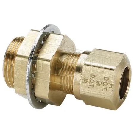 Dixon Air Brake Bulkhead Union, 1/2 x 3/8 in, Tube x Pipe Thread, Brass, Domestic 66NBH86