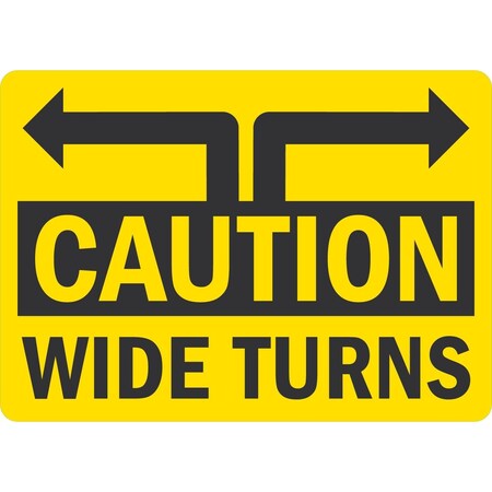 Lyle Caution Wide Turns (W/Arrow), 7x5, Non-Reflective, Yellow G-17478-ND_7x5