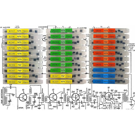 Florida Tools 30 Types Assorted Type General Purpose TO92 Transistors Bipolar Power Assortment Kit 300pcs FT918A