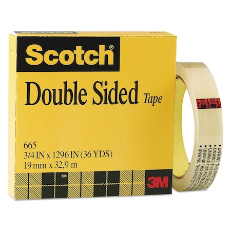 Scotch Double-Sided Tape, 3in Core, 0.75in x 36 yds, Clear 665-341296