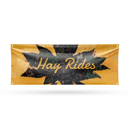 Signmission Hay Rides, 18 Inch x 48 Inch, Vinyl Banner B-30694