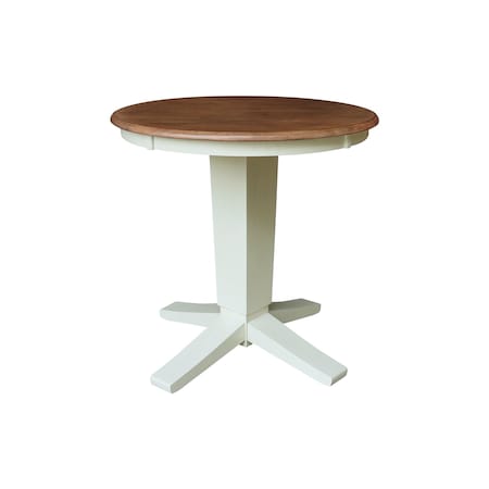 Whitewood Industries Rectangular Fixed Top Pedestal Table, 30 in W, 29.9 in L, 30 in H, Parawood, Hickory/Shell K79-30RT-23B