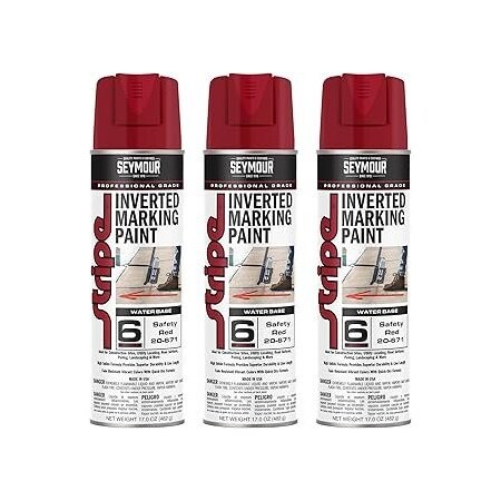 Seymour Midwest Stripe 6-Series Inverted Ground Marking Paint, Safety Red net 17oz., 3PK 20671-3